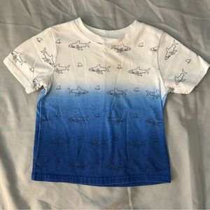 🔴 3/$10 Toddler White and Blue Shark Printed Tee